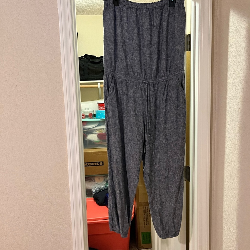 Linen jumpsuit, strapless